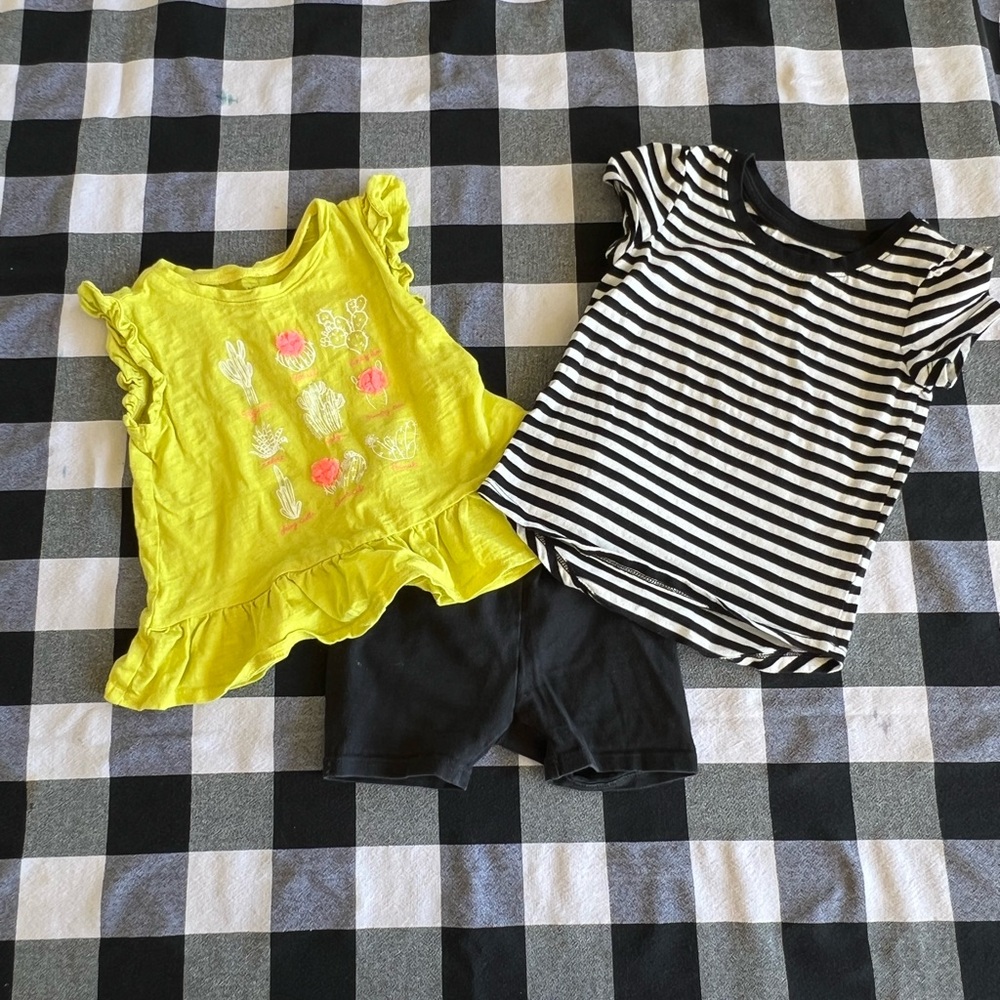 Yellow and Black Kids Ruffle Top Set